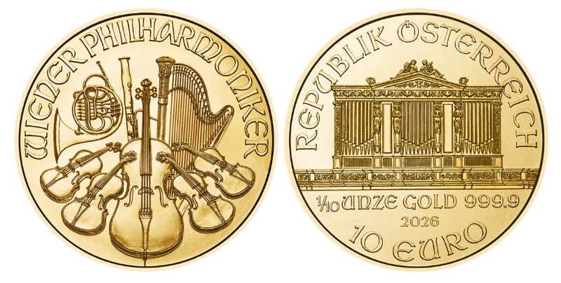 Zlatá investičná minca Wiener Philharmoniker 1/10 Oz