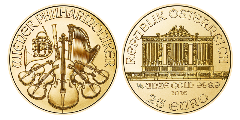 Zlatá investičná minca Wiener Philharmoniker 1/4 Oz